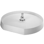 Rev-A-Shelf ''Traditional'' Polymer D-Shaped Lazy Susan Tray for Diagonal Corner Cabinet, Bottom Mount Hardware (Post) Included, White or Almond Available