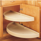 Rev-A-Shelf ''Traditional'' Half-Moon Pivot-Out 2-Shelf Almond Polymer Lazy Susan for Blind Corner Cabinet With 13-1/4'' - 19-1/4'' Minimum Opening