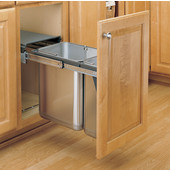 Rev-A-Shelf Double Bin Door Mount Stainless Steel Sink Base Pull-Out Waste Container, Min. Cabinet Opening: 10-3/8''  Wide