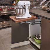 Rev-A-Shelf Heavy Duty Kitchen Appliance Lift Kit, Soft Close Orion Gray Mechanism with Walnut Shelf, for 18'' Full Access Cabinet, 13-1/4''W x 20''D