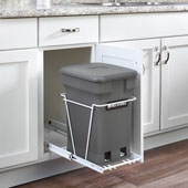 Rev-A-Shelf Single Orion Gray Compo+ Bin Pull-Out with Rear Storage, White Wire Bottom Mount with Ball Bearing Slides