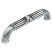  Versailles Collection 4-1/4'' W Raised Design with Ribbon Motif Cabinet Pull in Antique Pewter, 4-1/4'' W x 1-1/8'' D