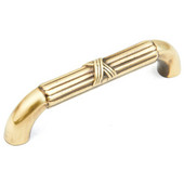  Versailles Collection 4-1/4'' W Raised Design with Ribbon Motif Cabinet Pull in Antique Light Polish, 4-1/4'' W x 1-1/8'' D