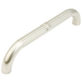  Versailles Collection 10-3/4'' W Raised Design with Ribbon Motif Cabinet Appliance Pull in Satin Nickel, 10-3/4'' W x 2-1/2'' D