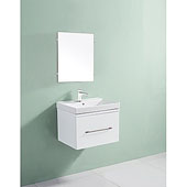  Kathy 24'' Bathroom Vanity Set with Mirror in White Finish, 23-5/8'' W x 18-1/8'' D x 18-1/2'' H