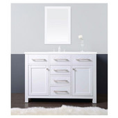  47'' W Milan Solid Wood Framed Bathroom Vanity Base Cabinet With Plywood Interior, Mdf Doors And Drawers, Self Soft Closing Door Hinges And Undermount Drawer Slides In Pure White