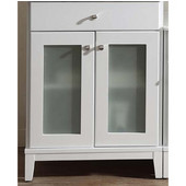  23-9/16'' Wide Solid Wood Framed Cabinet w/ Plywood & MDF Interior, Glass Doors & Self Soft Closing Hinges, White Finish, 23-9/16''W x 21-11/16''D x 31-1/2''H