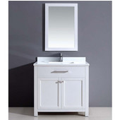  36'' W Milan Bathroom Vanity Set: Counter Top, Sink Cabinet & Mirrior In Pure White