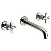  Wall Mounted Double Cross Handle Bathroom Faucet, Brushed Nickel Finish