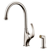  2 Hole Single-Lever Kitchen Faucet with Side-Spray, Brushed Nickel Finish