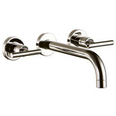  Wall Mounted Double Handle Bathroom Faucet, Brushed Nickel Finish