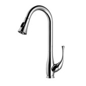  1 Hole Single Lever Kitchen Faucet with Push Button Pull Out Spray, Brushed Nickel Finish