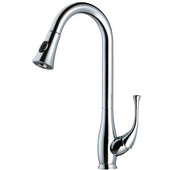  1 Hole Single Lever Kitchen Faucet with Push Button Pull Out Spray, Chrome Finish