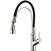  Single-Lever Pull-Out Kitchen Faucet w/ Black Spout Neck, Brushed Nickel
