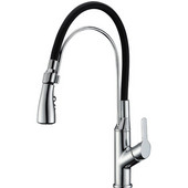  Single-Lever Pull-Out Kitchen Faucet w/Balck Spout Neck, Chrome
