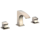  3-Hole, 2-Square Handle Widespread Lavatory Faucet and Pop Up Drain, Brushed Nickel Finish
