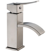  1 Hole Single-Lever Square Lavatory Faucet and Pull-Up Drain with Lift Rod, Brushed Nickel Finish