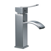  1 Hole Single-Lever Square Lavatory Faucet and Pull-Up Drain with Lift Rod , Chrome Finish