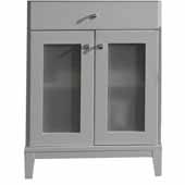  23-9/16'' Wide Solid Wood Framed Cabinet w/ Plywood & MDF Interior, Glass Doors & Self Soft Closing Hinges, Light Grey Finish, 23-9/16''W x 21-11/16''D x 31-1/2''H