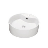  18-1/8'' Diameter Ceramic Above Counter Vessel Sink, White Glazed Finish, 5-7/8''H