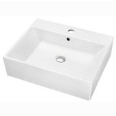 ® Bathroom Vessel Above Counter Rectangle Ceramic Art Basin with Single Hole for Faucet and Overflow in White, 20-1/4'' W x 17'' D x 6'' H