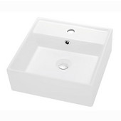 ® Bathroom Vessel Above Counter Square Ceramic Art Basin with Single Hole for Faucet and Overflow in White, 16-1/8'' W x 16-1/8'' D x 5-5/8'' H