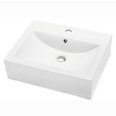® Bathroom Vessel Above Counter Rectangle Ceramic Art Basin with Single Hole for Faucet and Overflow in White, 20-1/2'' W x 16-3/8'' D x 6-1/8'' H