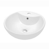 ® Bathroom Vessel Above Counter Round Ceramic Art Basin with Single Hole for Faucet and Overflow in White, 18'' Diameter x 6-1/2'' H