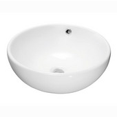 ® Bathroom Vessel Above Counter Round Ceramic Art Basin with Overflow in White, 17'' Diameter x 6-3/4'' H