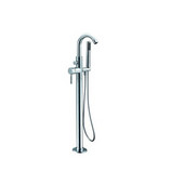  41-3/16'' Tall Floor Mount Free Standing Bathtub Faucet w/ Hand-Held Shower, Lever Handle, Chrome Finish, 5-1/8''W x 7-11/32''D: Spout Clearance 6-11/32''
