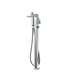  37-13/32'' Tall Floor Mount Free Standing Bathtub Faucet With Hand Held Shower, Lever Handle, Chrome Finish, 5-1/8''D x 5-1/8''D
