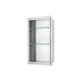  35-1/2'' H Stainless Steel Shower Niche with Two (2) Glass Shelves, 17-1/2'' W x 4-3/8'' D x 35-1/2'' H