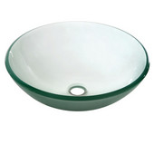  Tempered Glass Round Vessel Sink in Frosted Glass, 16-1/4'' Diameter