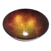  16-1/2'' Diameter Round Tempered Glass, Hand-Painted Bathroom Vessel Sink, Hand Painted Gold And Brown