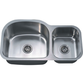  Combination Series 35''W Stainless Steel Undermount Sink, Large Bowl Left