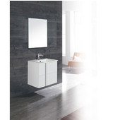  24-1/16 Wide Single Vanity Set; Cabinet, Sink Top, & Frameless Mirror, White Finish, 24-1/16''W x 18-1/8''D x 23''H