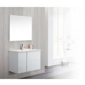  Onix Series 31-7/8'' Wide Single Vanity Set; Sink Top, Cabinet, & Frameless Mirror White Finish, 31-7/8''W x 18-1/8''D x 23''H