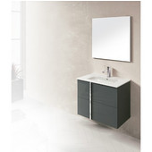  Onix Series 31-7/8'' Wide Single Vanity Set (1 Sink Top, 1 Cabinet, 1 Frameless Mirror) Anthracite Finish