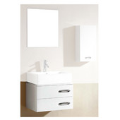  23-3/16''W European Wall Mounted Mdf Bathroom Sink Cabinet And Two Soft Closing Drawers In Glossy White