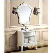  31-1/2''W Traditional Bathroom Vanity Set: Counter Top, Sink Cabinet & Mirror In Ivory White