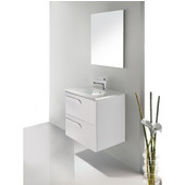  Vitale Series 24-1/16'' Wide Single Vanity Set (1 Cabinet, 1 Ceramic Countertop, 1 Frameless Wall Mount Mirror) White Finish