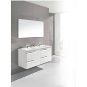  Vitale Series 47-5/8'' Wide Double Vanity Set (2 Cabinets, 1 Ceramic Countertop, 2 Frameless Wall Mount Mirror) White Finish
