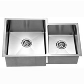® Kitchen Stainless Steel Undermount Extra Small Corner Radius Rectangle Double Bowls (Large Bowl Left) in Polished Satin Finish, 33''W x 20-1/2''D x 10-1/2''H