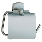  Cabin Brushed Chrome Toilet Roll Holder with Lid European Style 1'' Depth