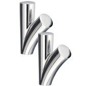  Dry Collection Single Polished Chrome Towel Hook w/ Concealed Fastening, Sold as Pair, 3/4'' W x 3-3/4'' D x 2'' H