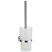  Home Line Polished Chrome Toilet Brush Set with Frosted Glass Container and Handle 15'' L