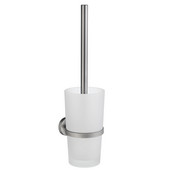  Home Line Brushed Chrome Toilet Brush Set with Frosted Glass Container and Handle 15'' L