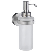  Home Line Brushed Chrome Holder with Frosted Glass Soap Dispenser 7'' H
