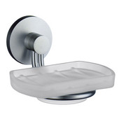  Studio Brushed Chrome Holder wih Frosted Glass Soap Dish 4�''D