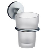  Studio Brushed Chrome Holder with Frosted Glass Tumbler 4¾''D